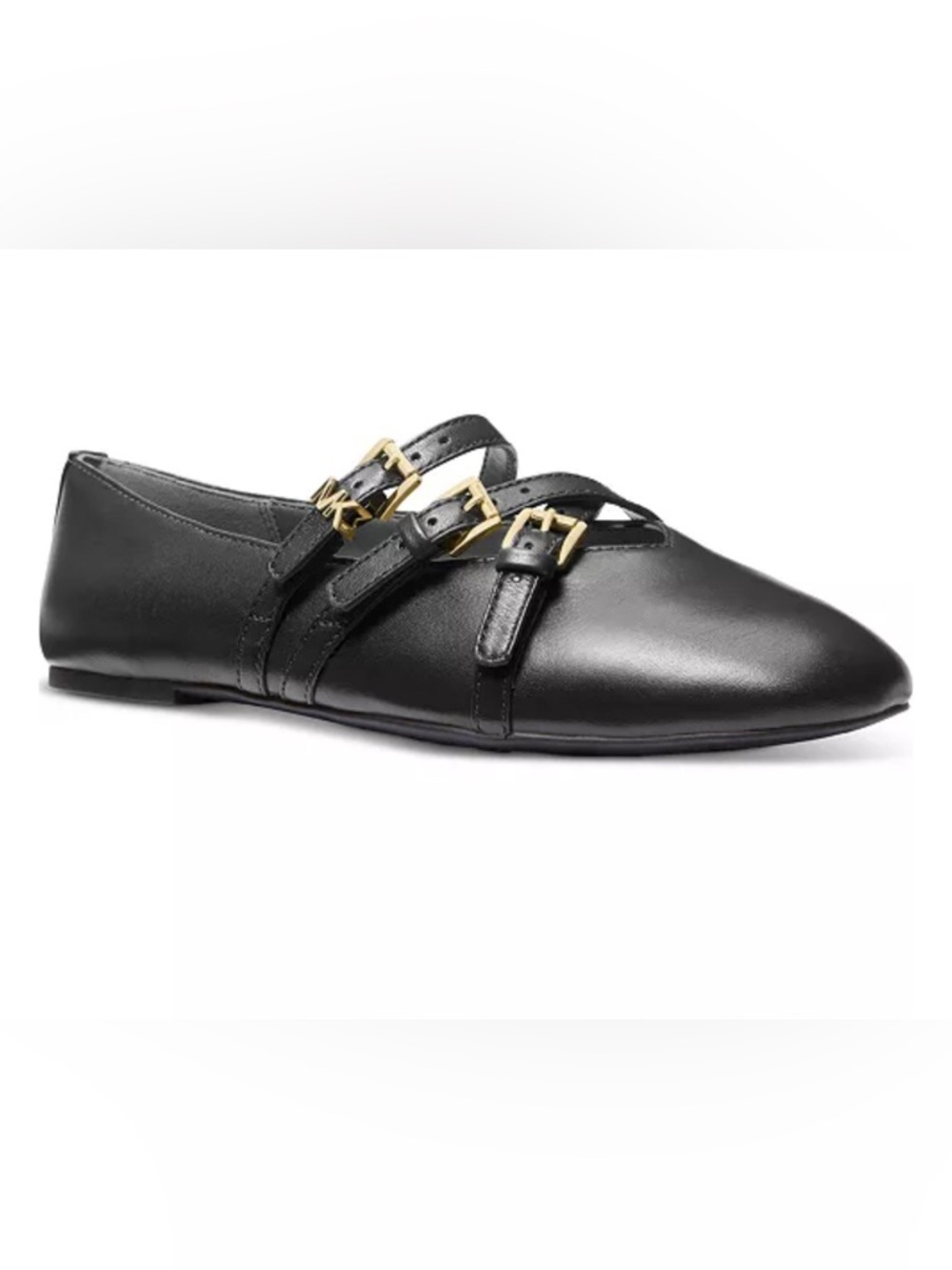 Michael Kors Indy Flex Leather Ballet Flats - Black Mary Jane Style NIBox Size 5